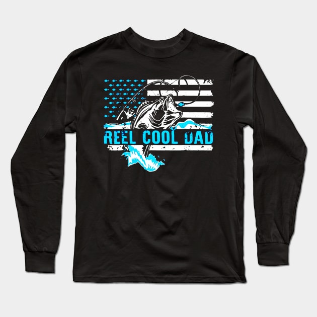 Reel Cool Dad American Flag Long Sleeve T-Shirt by ryanmatheroa